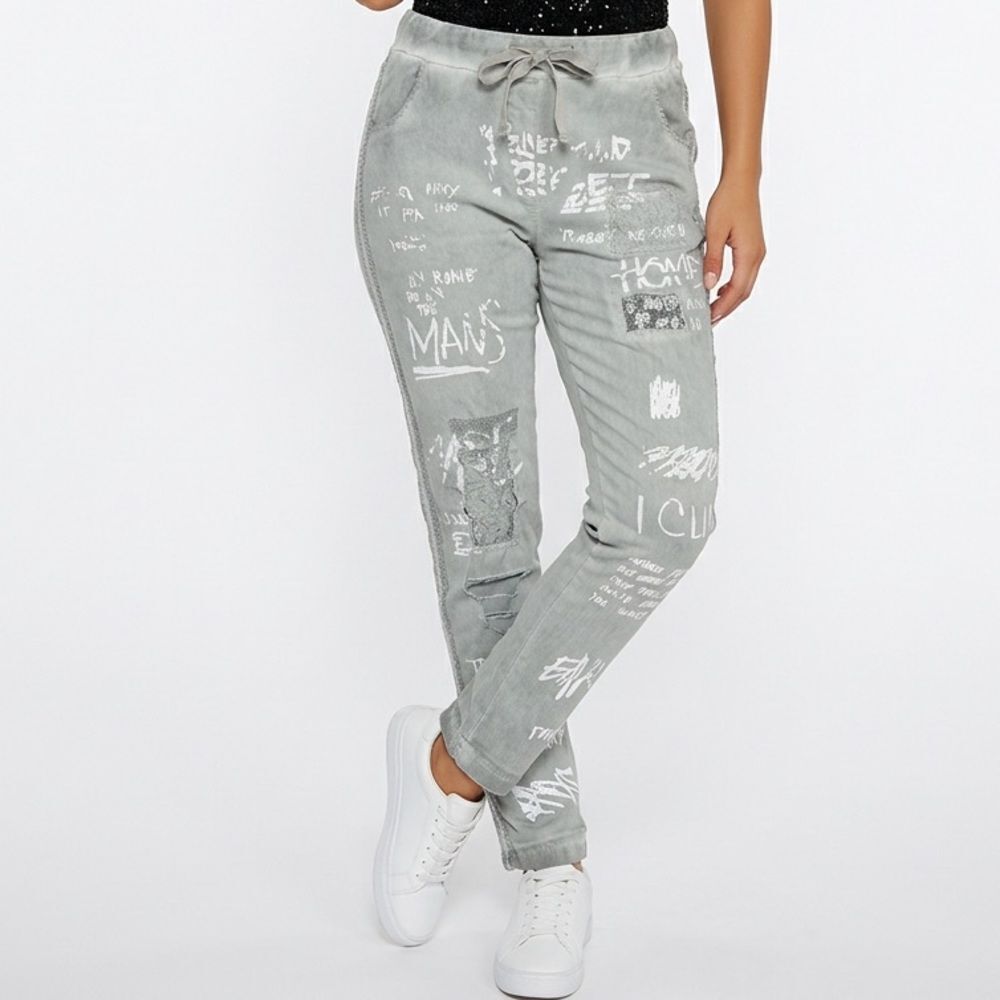🛍️ Van Winkle Gray graffiti graffiti distressed Homewk Edition skinny pants med